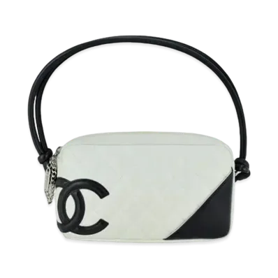 CHANEL Cambon Line Accessory Pouch Shoulder Bag "White/Black"