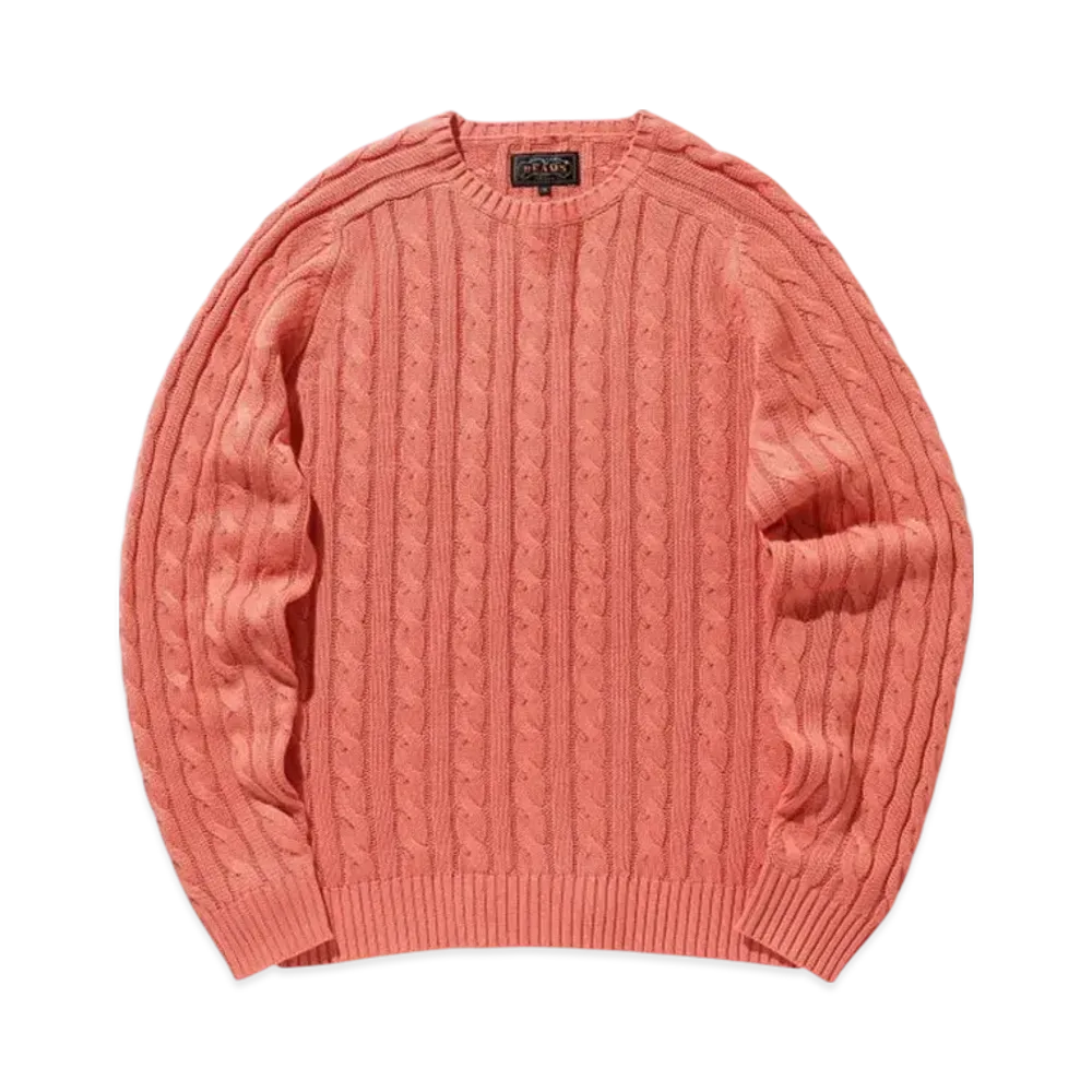 BEAMS Crew Cable Cotton Linen "Pink"