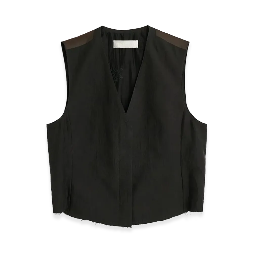 OUR LEGACY Women's Base Waistcoat "Soot Black Techflax"