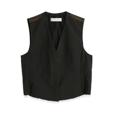 OUR LEGACY Women's Base Waistcoat "Soot Black Techflax"