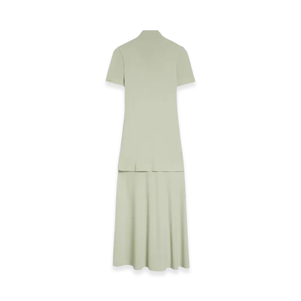 Jil Sander Fluid Viscose High-Neck Dress "Lemon Green"