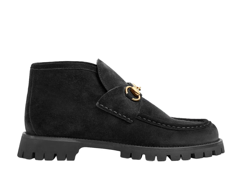 GUCCI Women's Horsebit Ankle Boot "Black Suede"