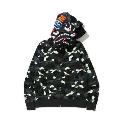 A BATHING APE City Camo Shark Wide Full Zip Double Hoodie "Black"