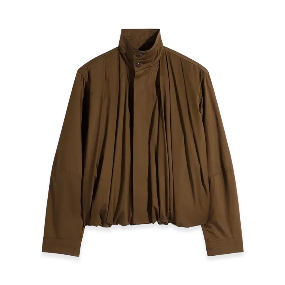 LEMAIRE Women's Cotton Satin Soft Pleated Blouson "Bronze"