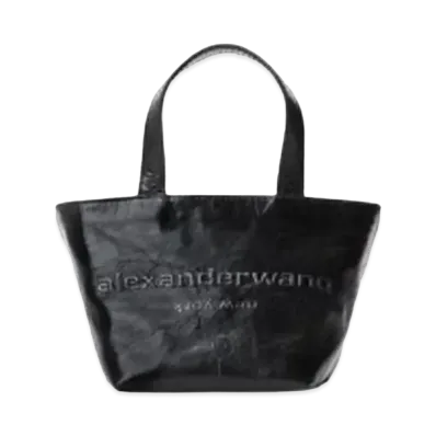 Alexander Wang Punch Crackle Patent Leather Mini Tote "Black"