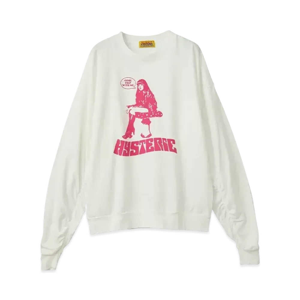 HYSTERIC GLAMOUR Come Trip Whth Me Oversized T-Shirt "White"