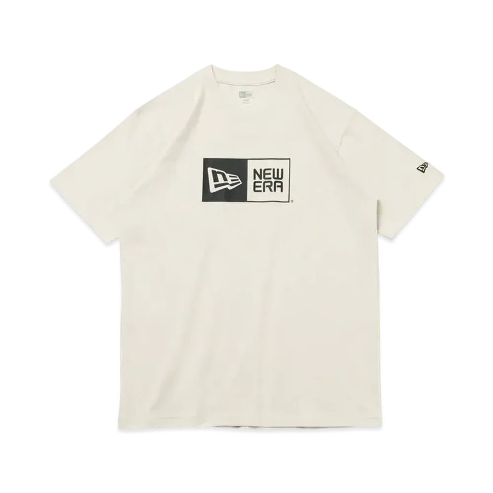 NEW ERA Short Sleeve Cotton T-shirt Box Logo Regular Fit "Stone"