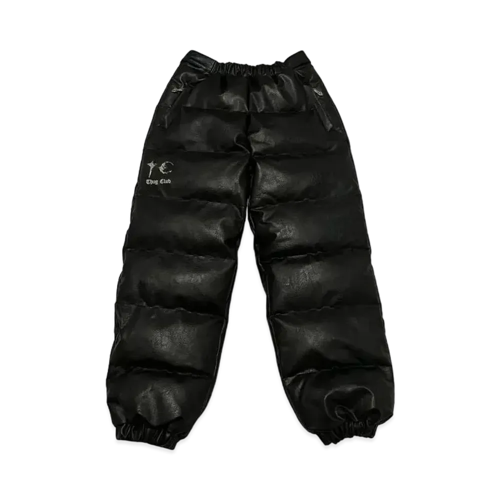 THUG CLUB TC Leather Puffer Pants "Black"
