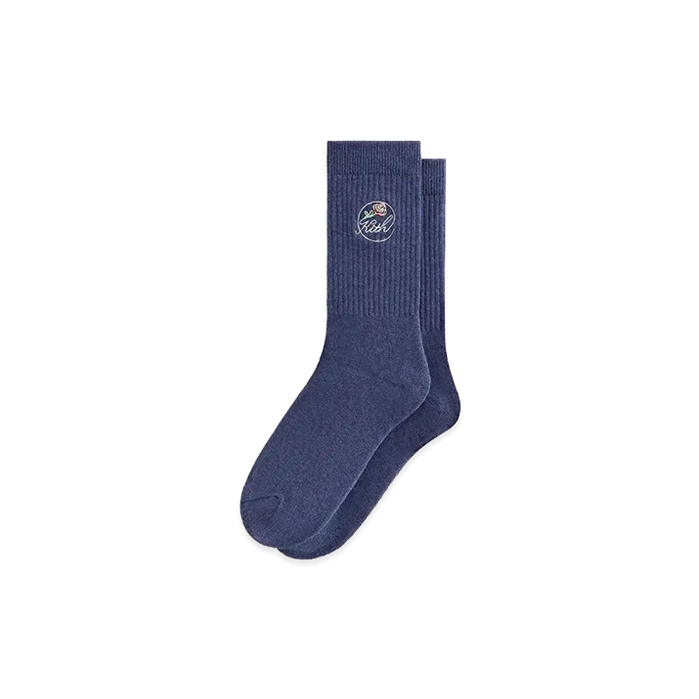 Kith Rose Script Cotton Crew Socks "Elevation Heather"