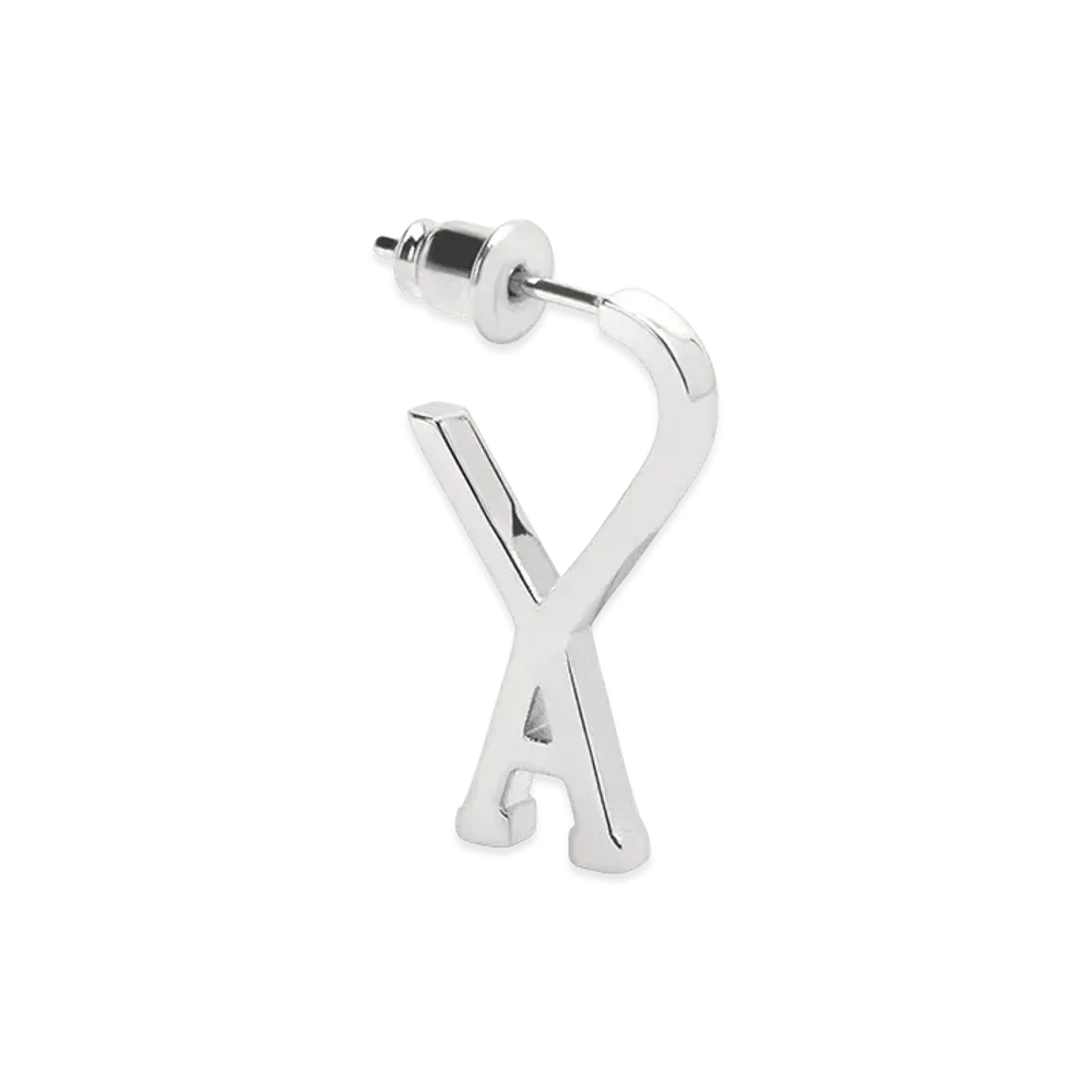 AMI PARIS Brass Small Ami De Coeur Hoops "Silver"