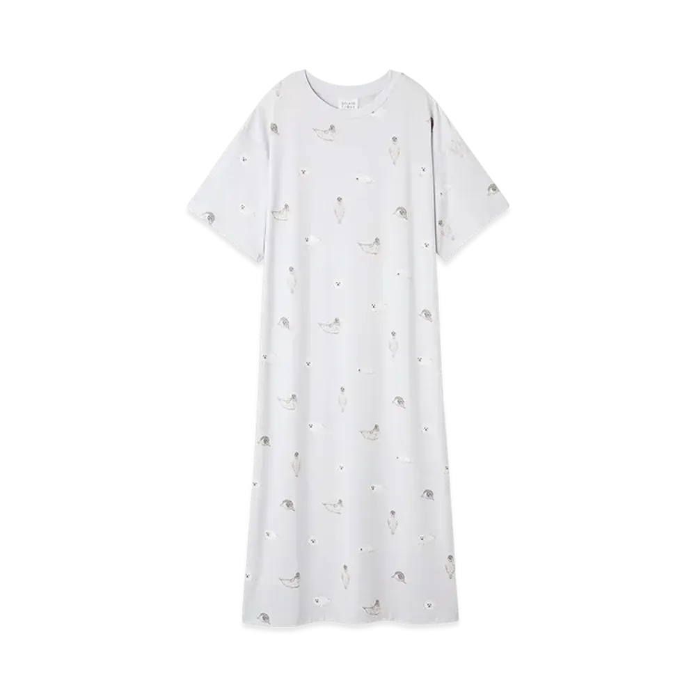 GELATO PIQUE Cool Feeling To The Touch Seal Pattern Dress "Blue"