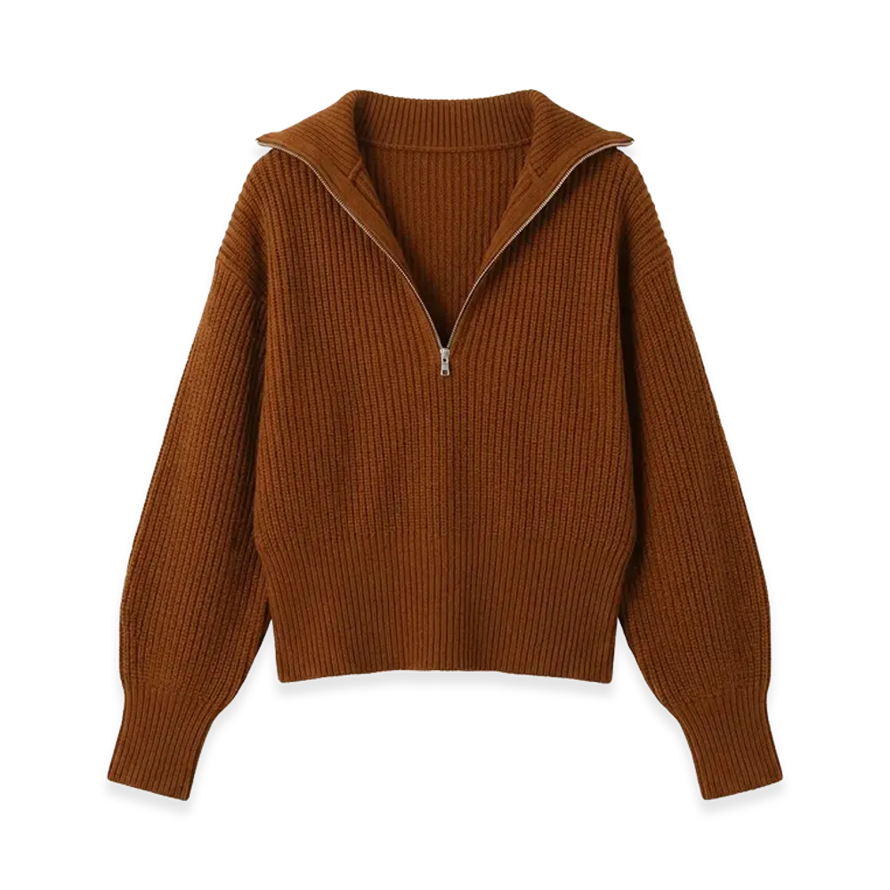 Max Mara Women's Nadar Zip Sweater "Brown Bronze"