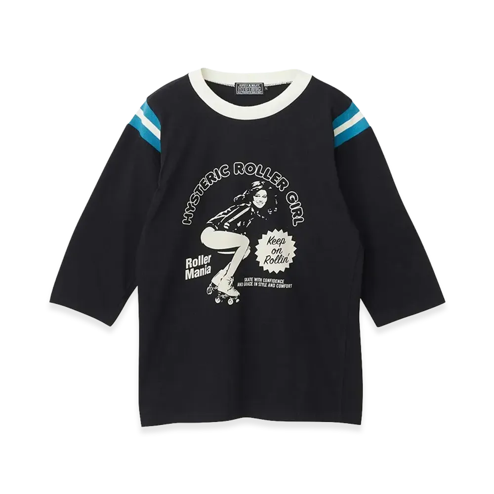 HYSTERIC GLAMOUR Women's Hysteric Roller Mania Girl 3/4 Sleeve T-Shirt "Black"