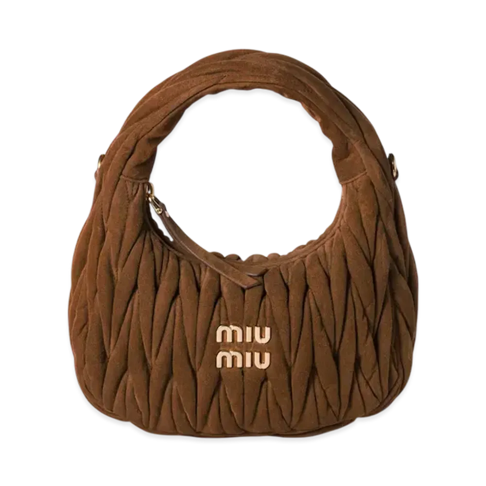 MIUMIU Wander Matelasse Suede Bag Small "Dark Brown"