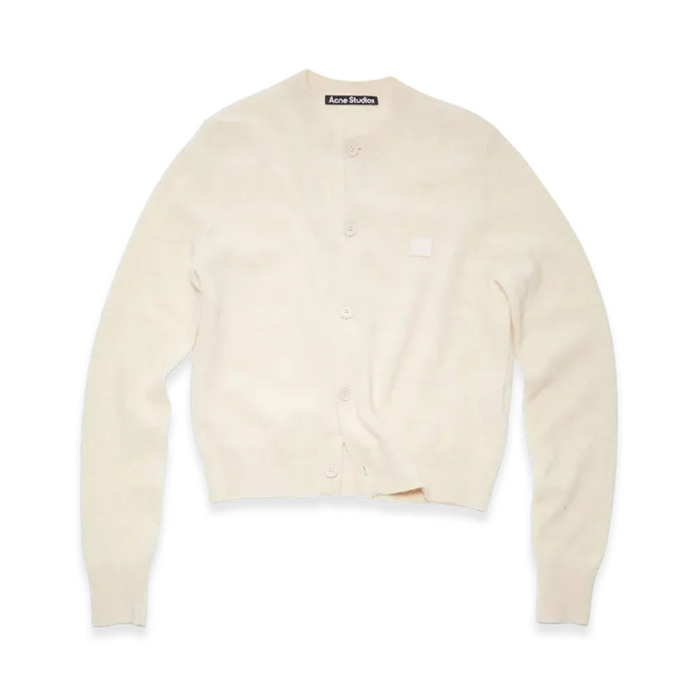 Acne Studios Keva Face Crewneck Cardigan "Oatmeal Melange"