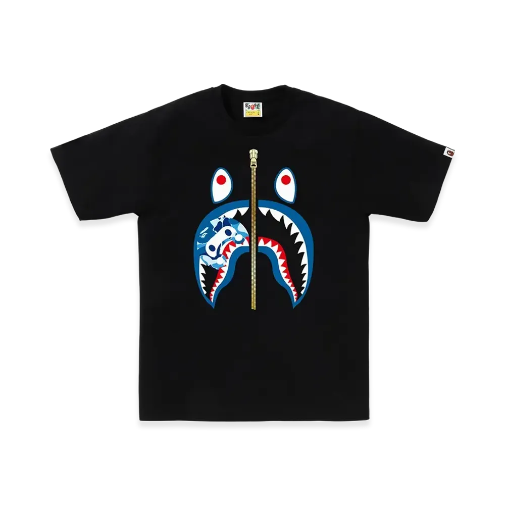 A BATHING APE ABC Camo Milo Shark Tee "Black/Blue"