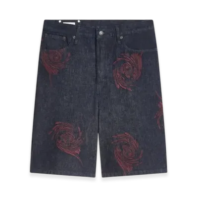 DRIES VAN NOTEN Embroidered Denim Shorts "Indigo"