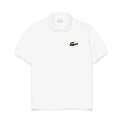 LACOSTE Loose Fit Cotton Pique Polo Shirt "White"