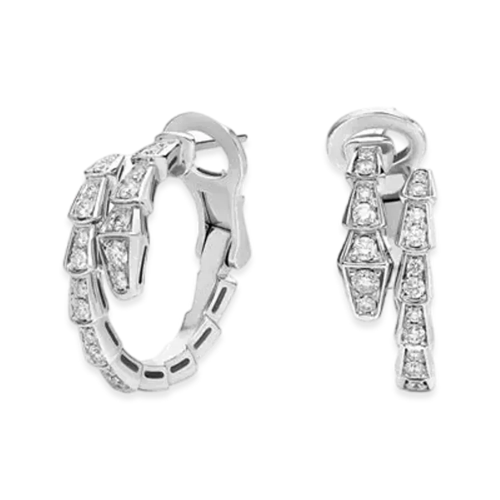 BVLGARI Serpenti Viper Earrings Diamonds "White Gold"