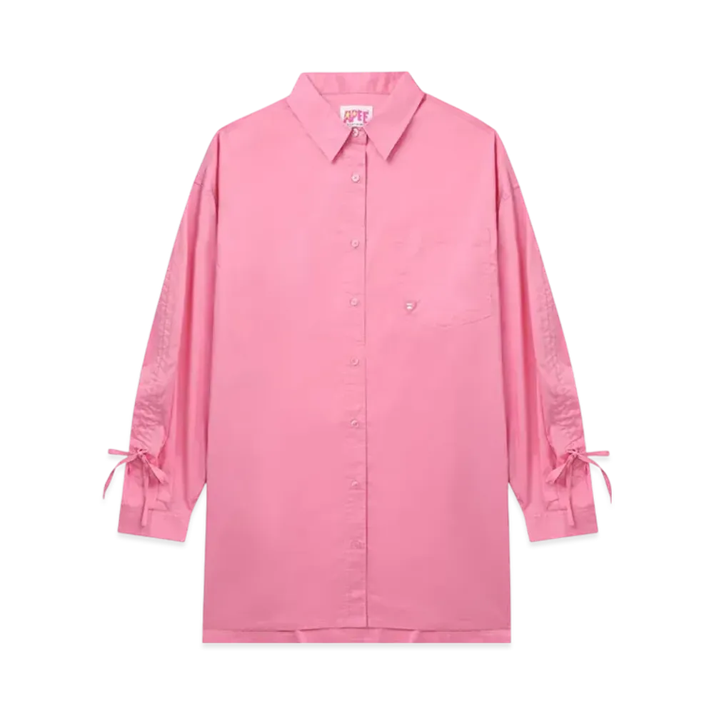 A BATHING APE Drawstring Details Boyfriend Shirt "Pink"