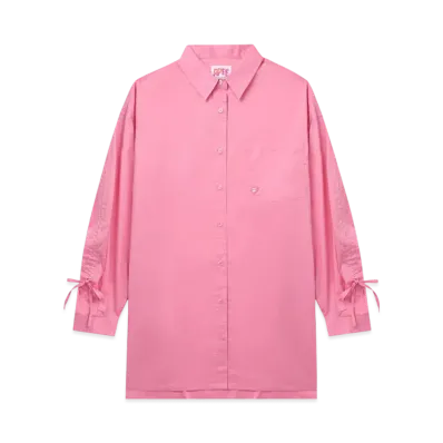 A BATHING APE Drawstring Details Boyfriend Shirt "Pink"