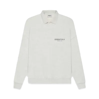 FEAR OF GOD ESSENTIALS Long Sleeve French Terry Polo "Light Heather Oatmeal"