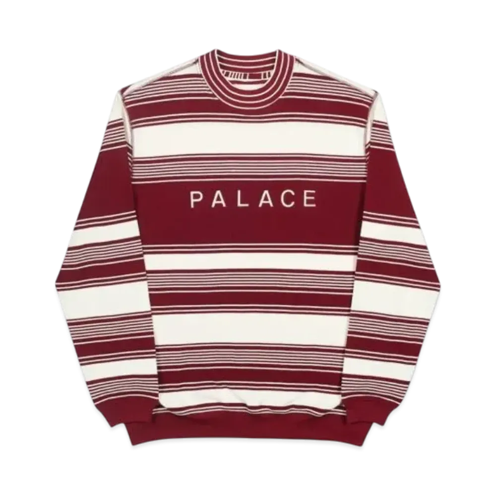 PALACE Pique Your Nose Crew "White Burgundy"