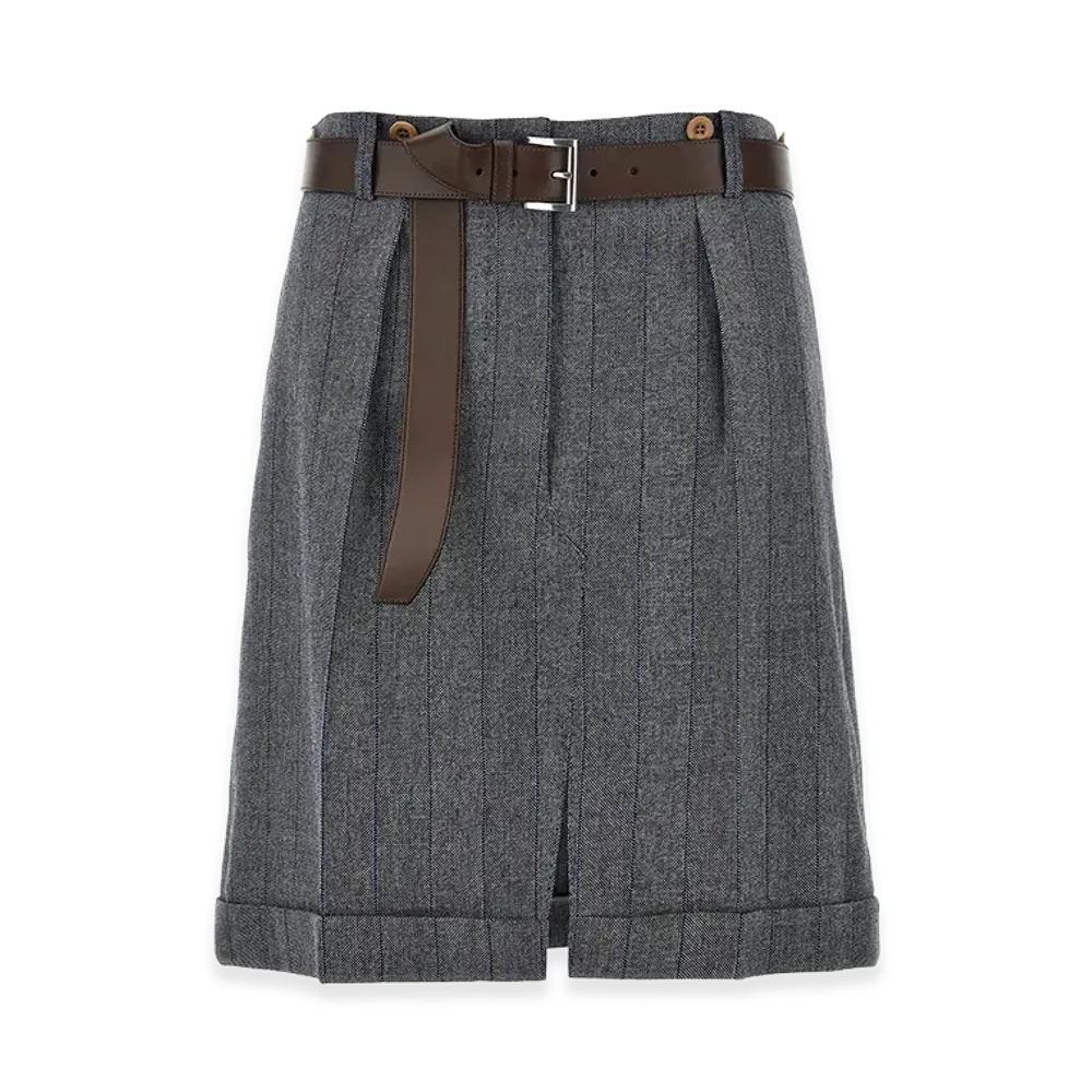 PRADA Women's Striped Wool Skirt "Gray"