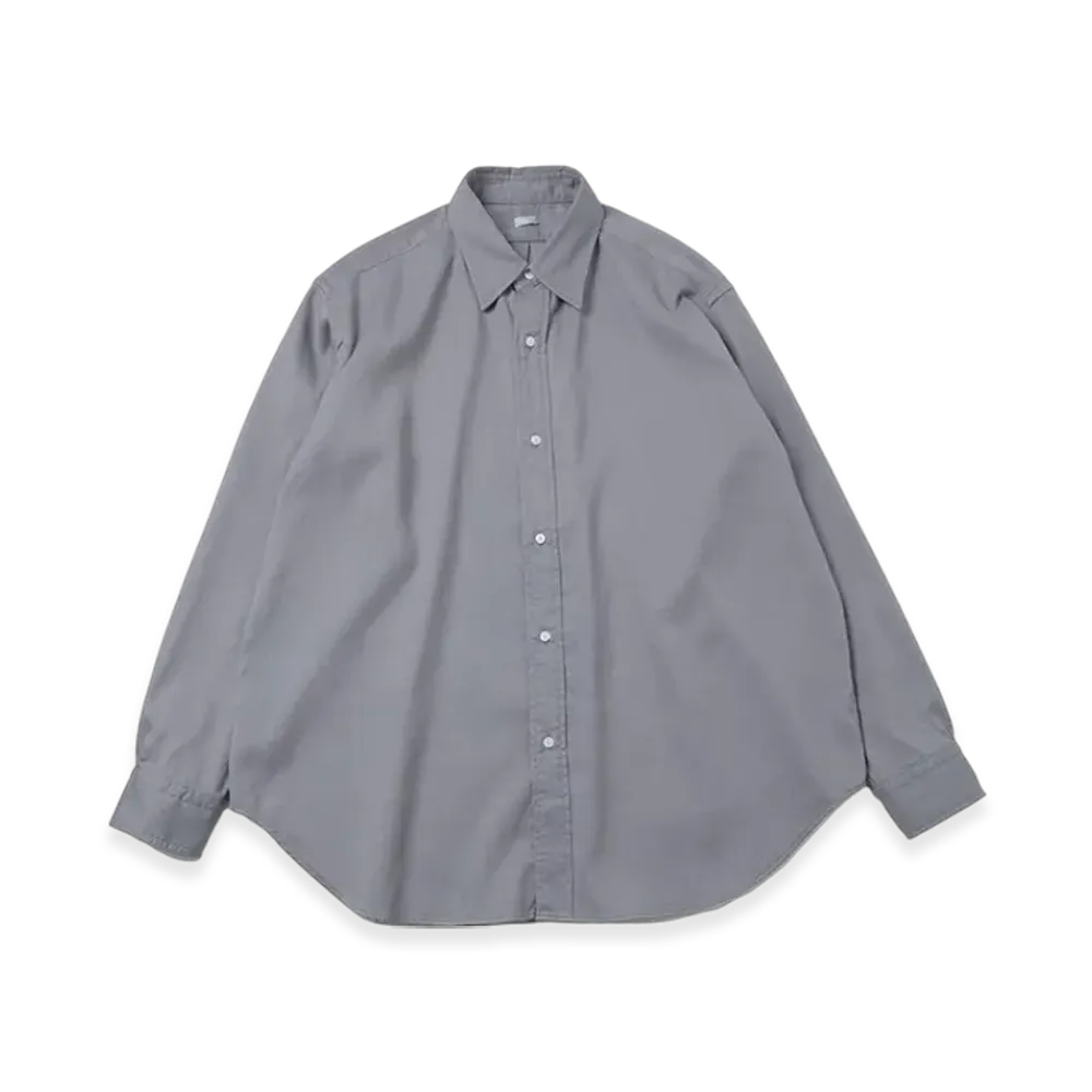 A.PRESSE Double Weave Twill Regular Collar Shirt "Light Grey"