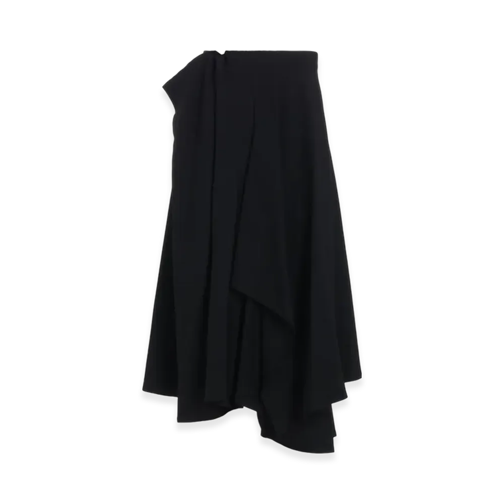Yohji Yamamoto Gabardine Gathered Skirt "Black"