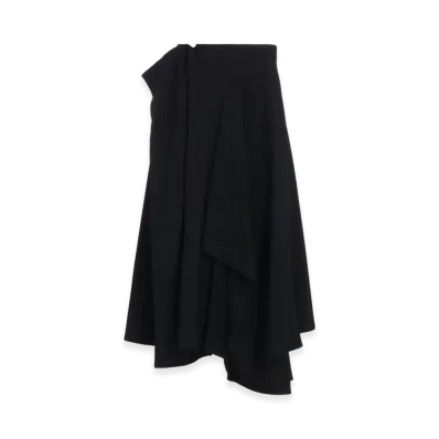Yohji Yamamoto Gabardine Gathered Skirt "Black"
