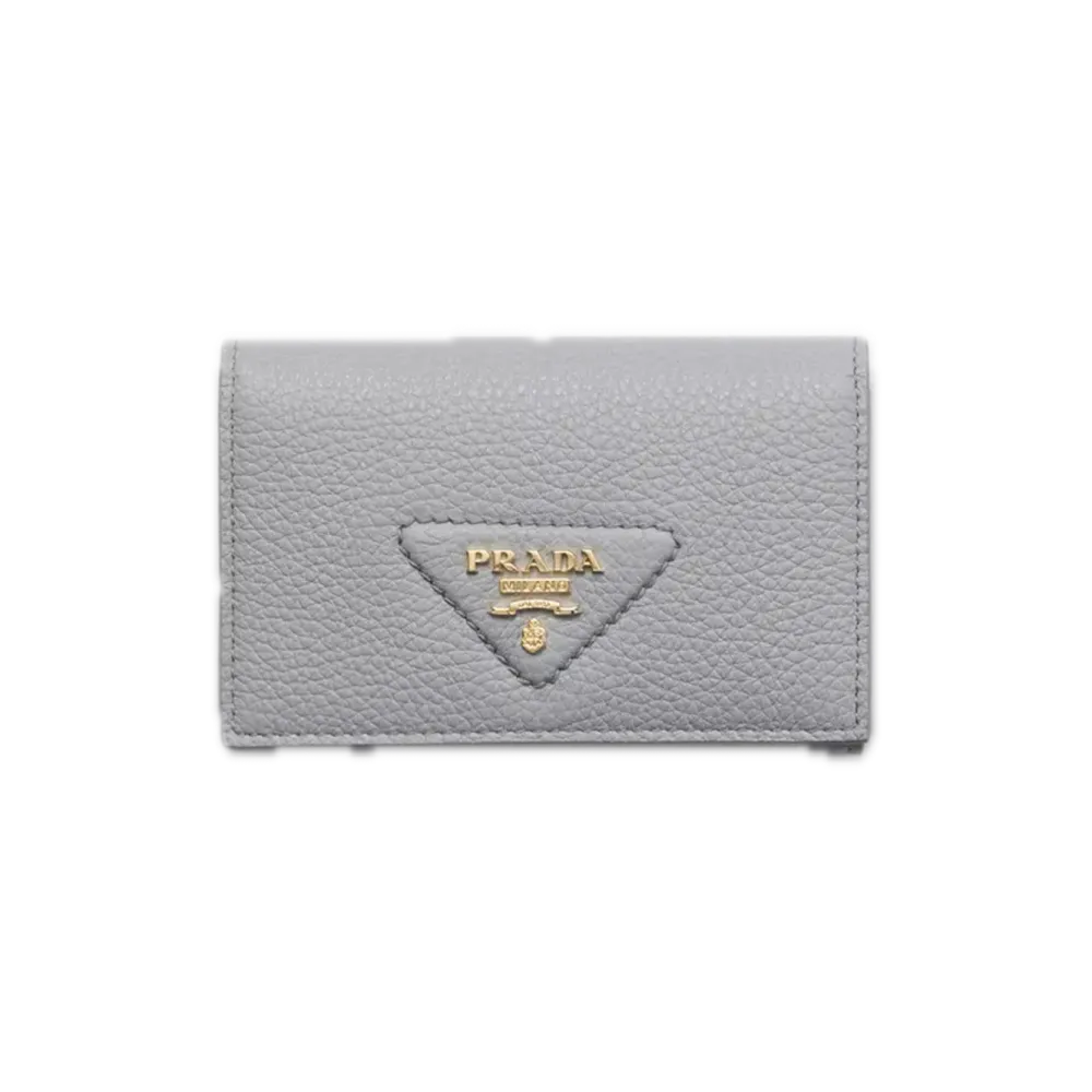PRADA Leather Card Case "Light Gray"