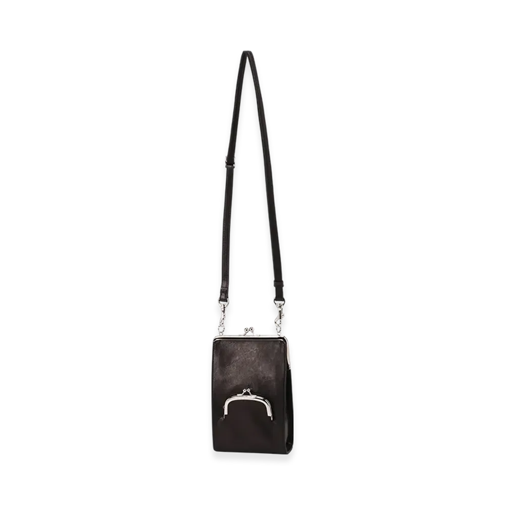 Yohji Yamamoto Grain Goat Skin Smartphone Shoulder Case "Black"