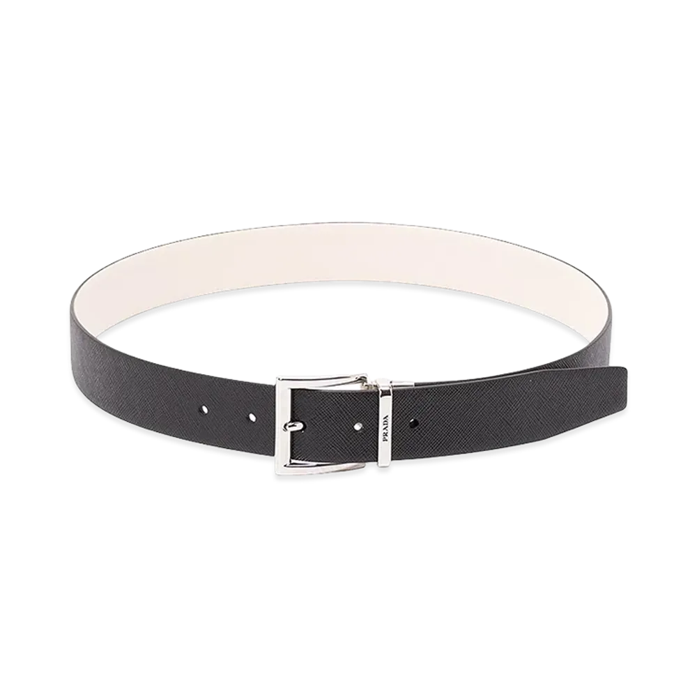 PRADA Saffiano Leather Reversible Belt "Black"