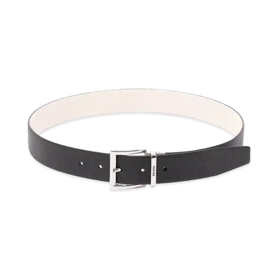 PRADA Saffiano Leather Reversible Belt "Black"