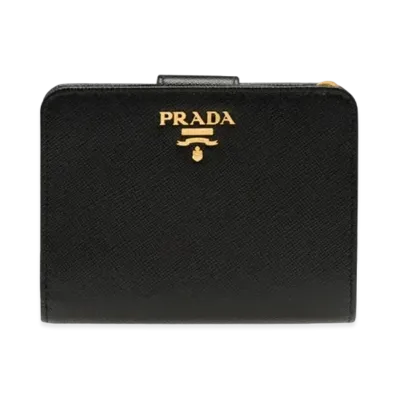 PRADA Small Saffiano Leather Wallet "Black"