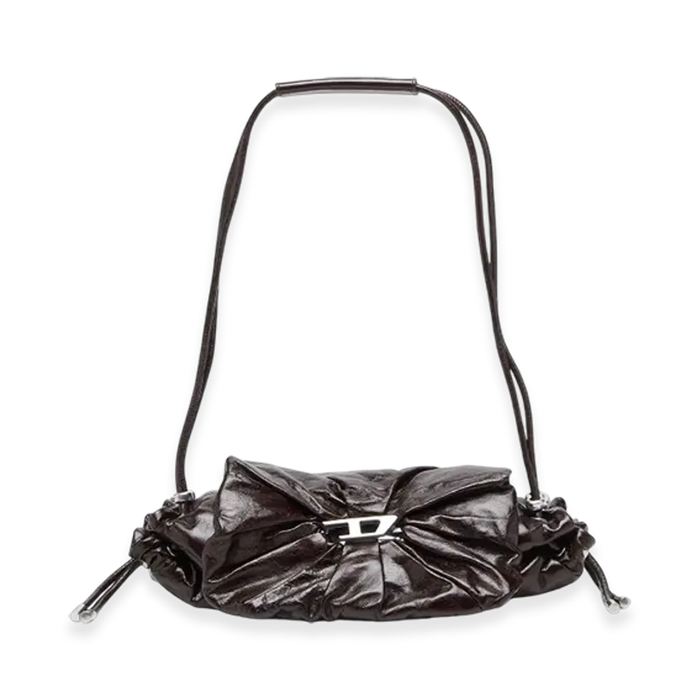 Diesel Scrunch-D Shoulder S Scrunch-D S-Shoulder Bag In Scrunched Leather "Dark Brown"