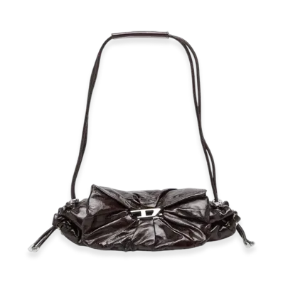Diesel Scrunch-D Shoulder S Scrunch-D S-Shoulder Bag In Scrunched Leather "Dark Brown"