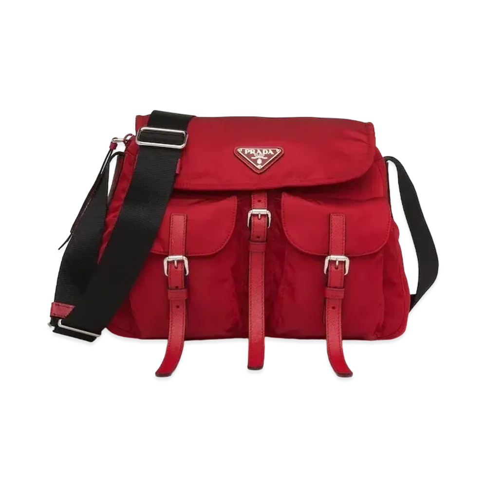 PRADA Nylon Shoulder Bag "Fire/Black"