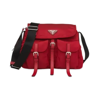 PRADA Nylon Shoulder Bag "Fire/Black"