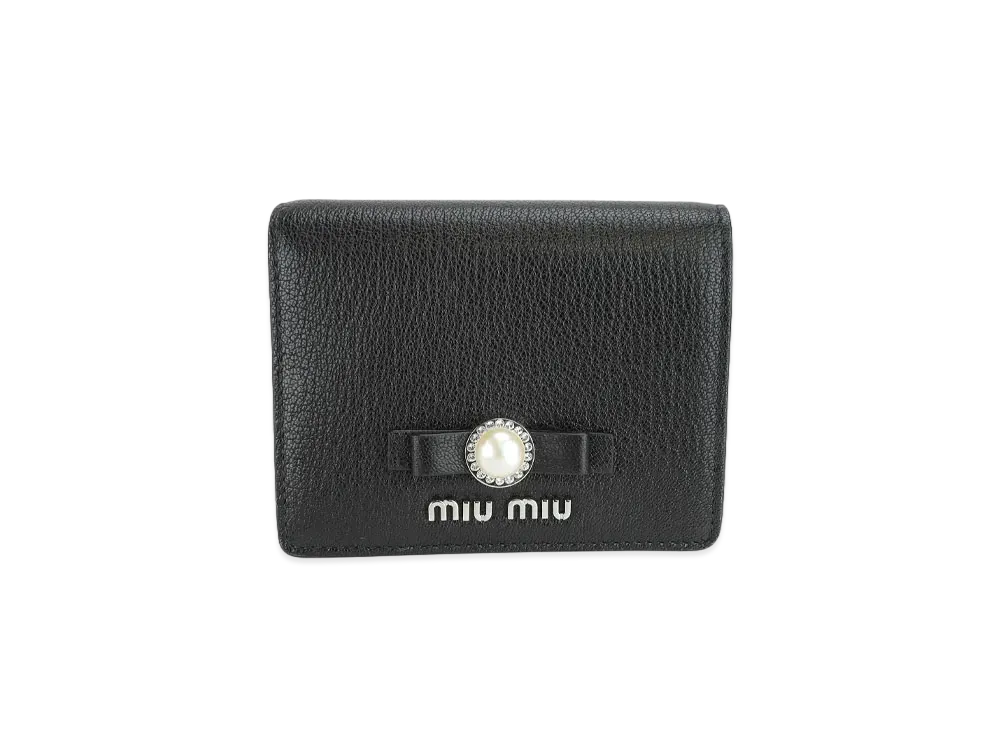 MIU MIU Small Madras Leather Wallet "Black"