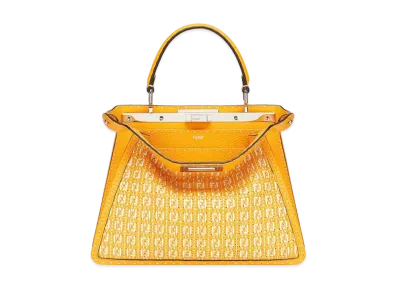 FENDI Peekaboo Iseeu Medium Braided Leather Bag "Orange/White"
