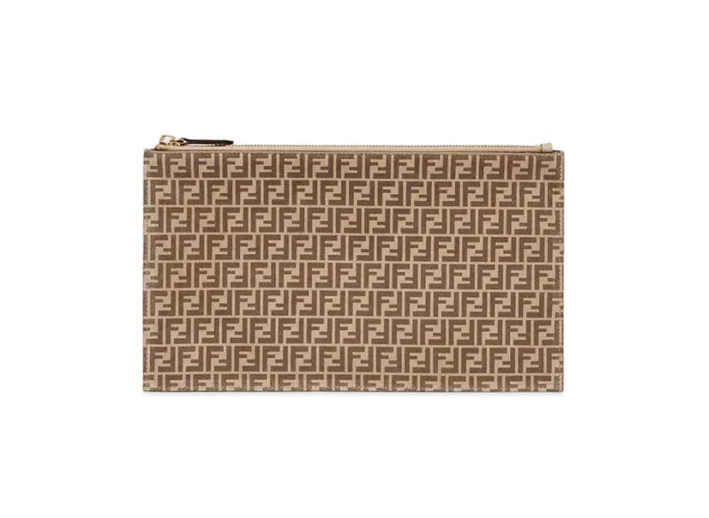 FENDI Flat Slim Clutch Medium Leather "Beige"