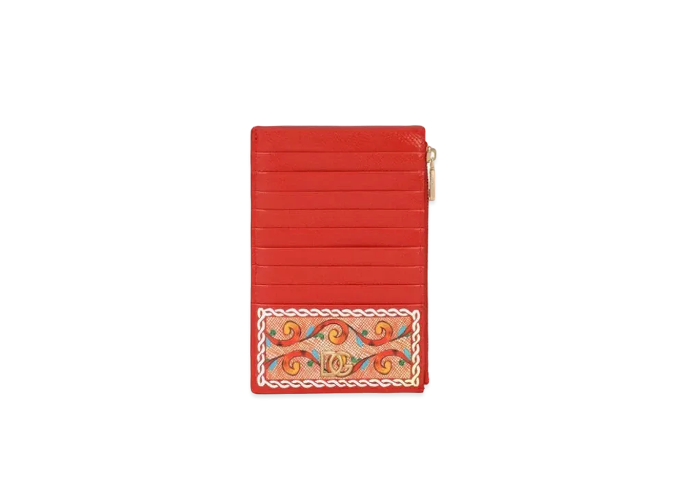 Dolce&Gabbana Vertical Credit Card Holder Large Dauphine Calfskin Calette Print "Multicolor"