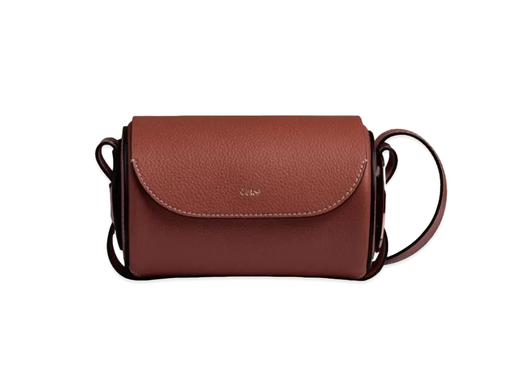 Chloe Darryl Mini Bag In Grained & Smooth Calfskin "Brown"
