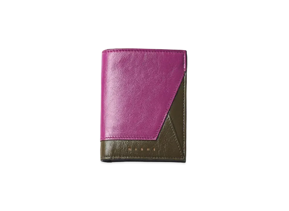 Marni Pink & Green Tanble Leather Bi-Fold Wallet "Orchid/Moss Stone"