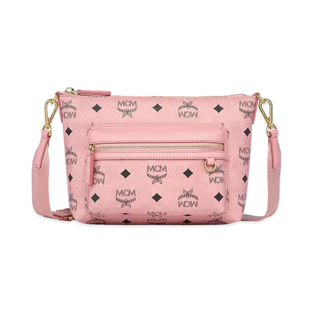 MCM Women's Printed Canvas Aren Crossbody Bag "Pink"