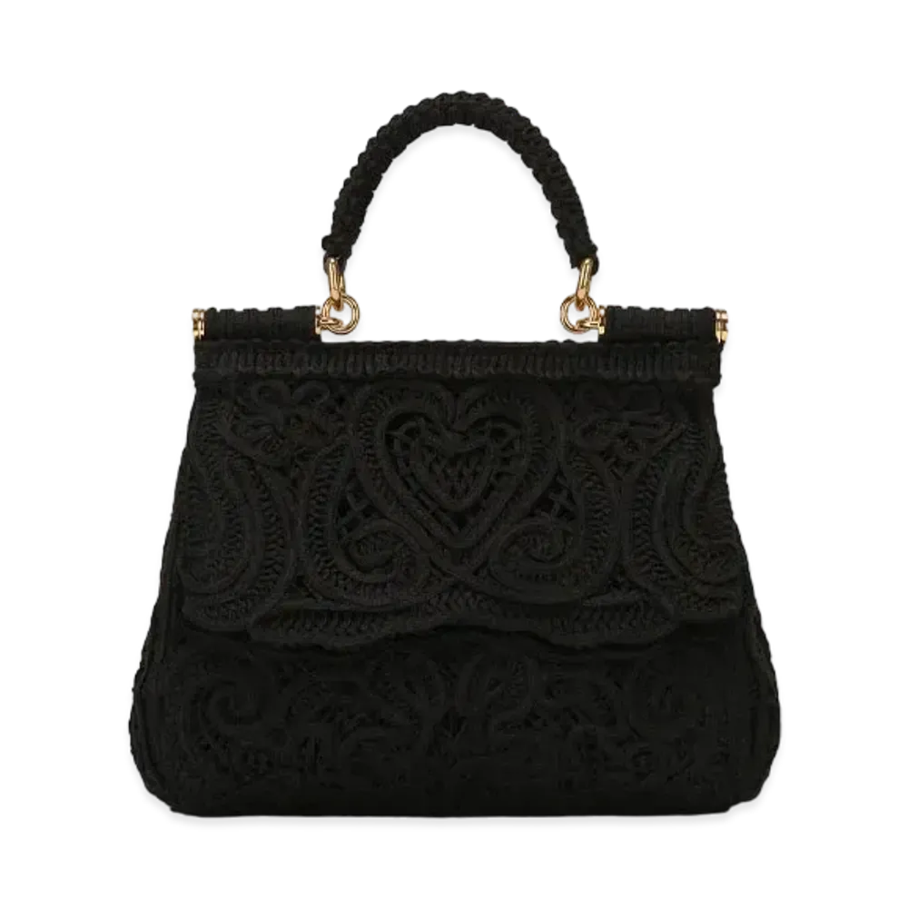 Dolce&Gabbana Sicily Bag Small Code Lace Embroidery "Black"