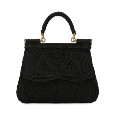 Dolce&Gabbana Sicily Bag Small Code Lace Embroidery "Black"