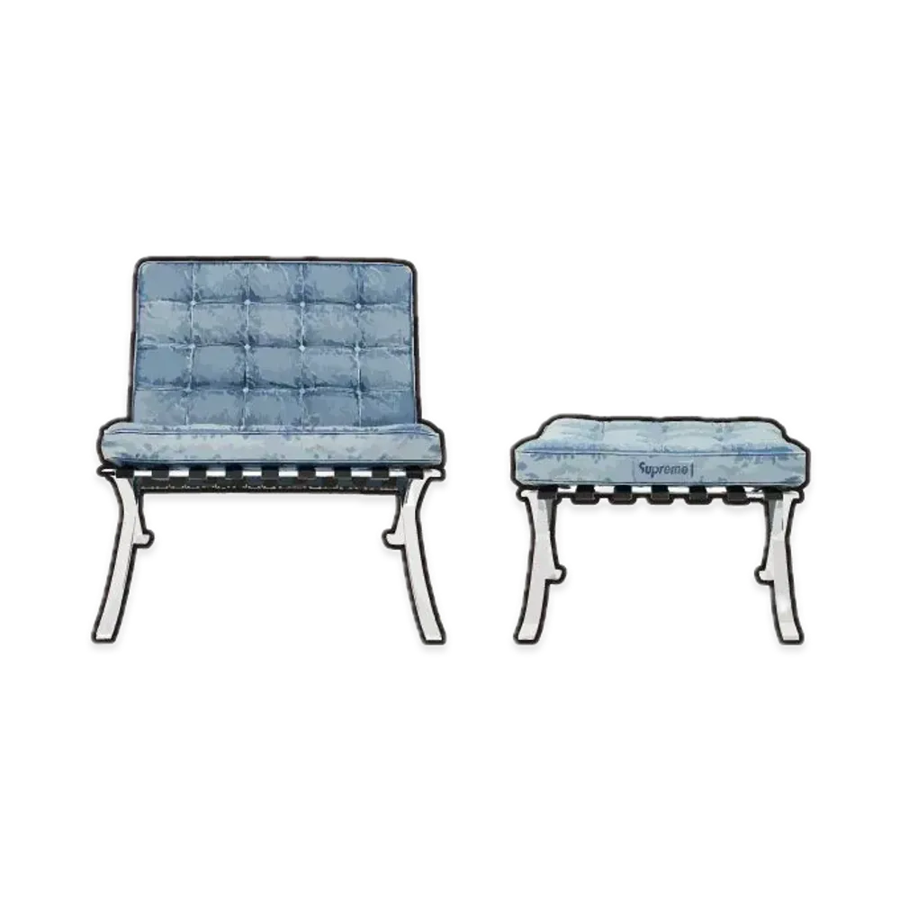 Supreme x Knoll Denim Barcelona Chair + Ottoman "Denim"